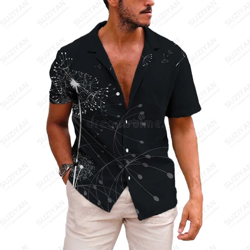 

Designer Business Loose Gothic Best Selling Stand Summer Hawaiian Button Features Loose Shirts Plants Wild Non-Iron Wear