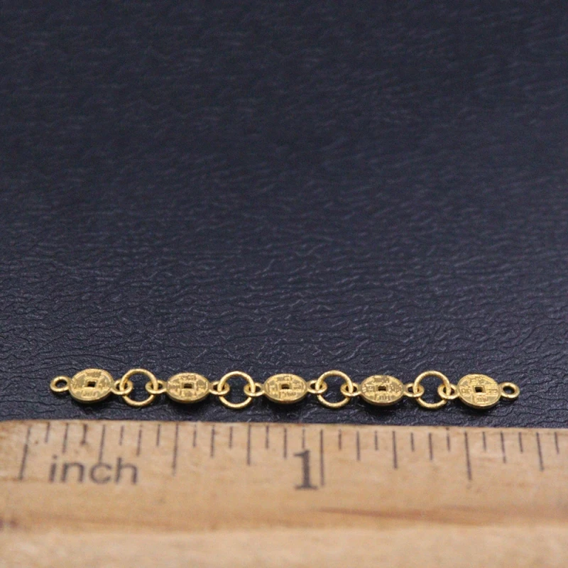 Настоящая удлинительная цепочка из желтого золота 18 карат счастливая резная