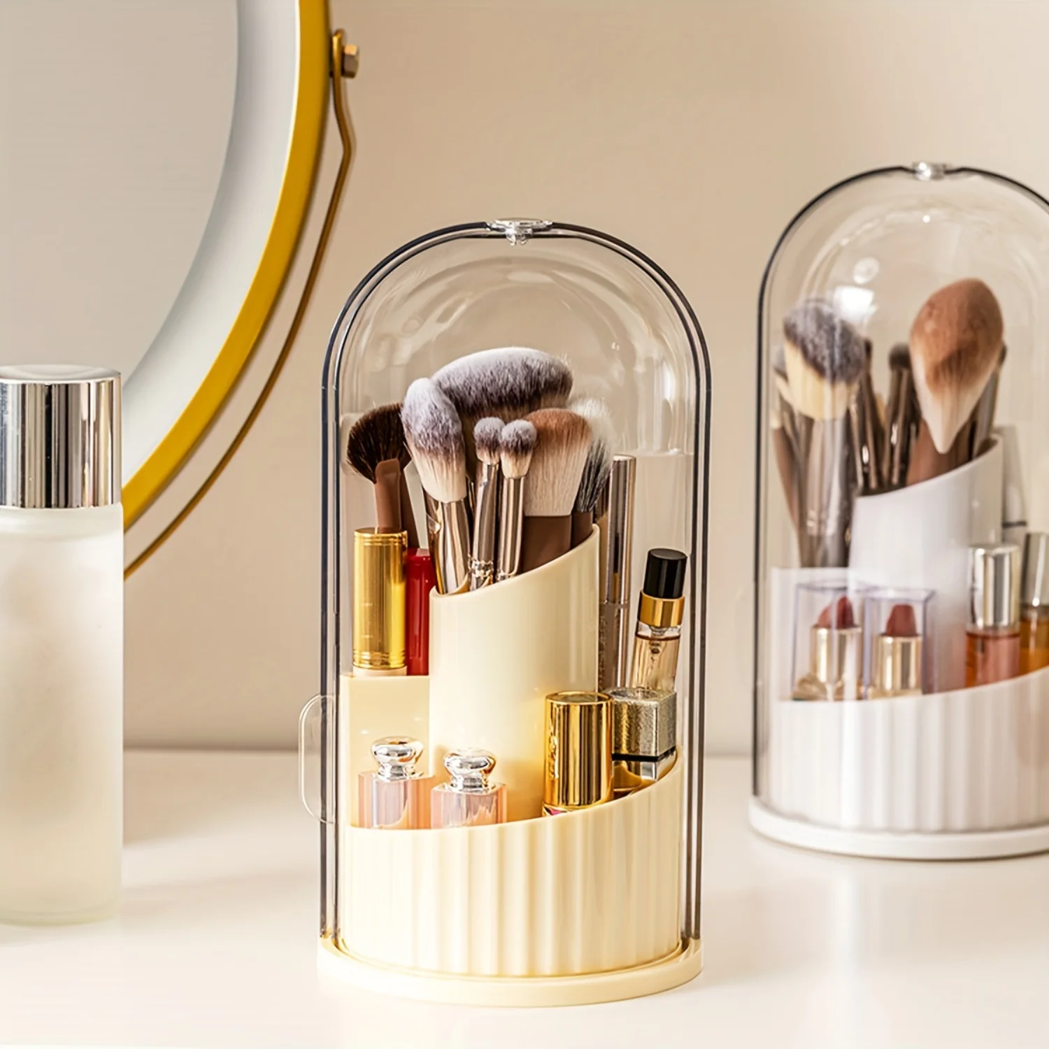 Вращающееся ведро для кистей макияжа и коробка губной помады — держатель