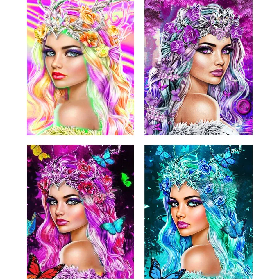 

Woman Diamond Painting Fairy Girl Diamond Mosaic Beauty Portrait Art 5D Rhinestone Picture Cross Stitch Home Decor Gift