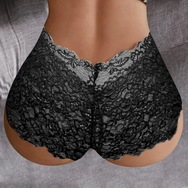 

Women Sexy Lingerie Lace Underwear Floral Lace High Waist See Through Seamless Panties Female Embroidery Plus Large Size T Thong
