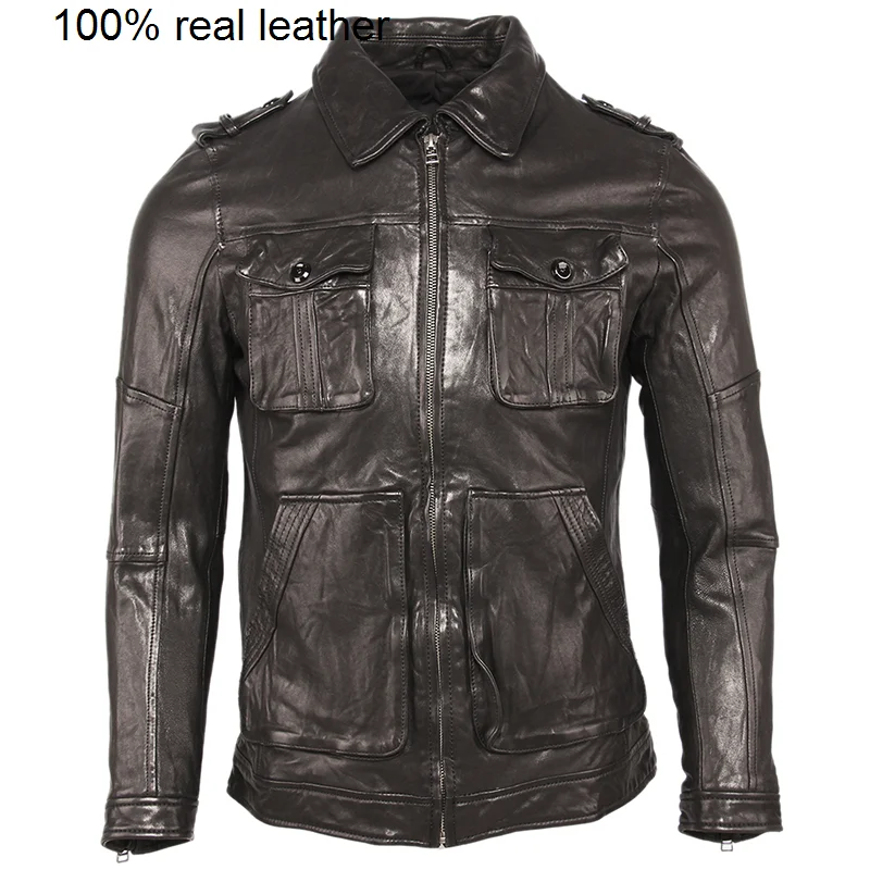 100% дубленая овчина куртка Мягкая тонкая Стильная мужская куртка из натуральной кожи мужская кожаная куртка одежда на весну осень M459