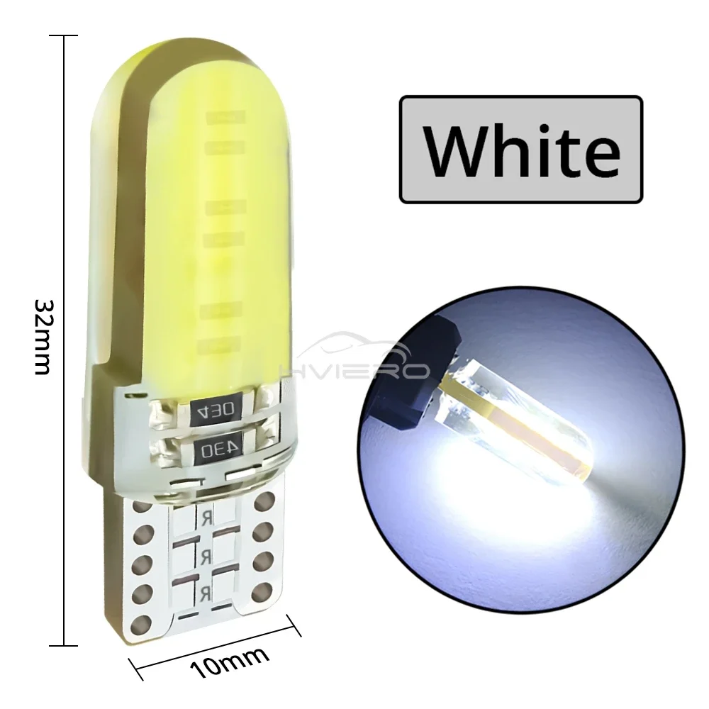 

2/4/10/20 шт. лампы для автомобильного номерного знака Silicagel T10 W5W COB 2SMD светодиодный клиновой автомобильный маркер для чтения купольная карта лампа парковочный сигнал