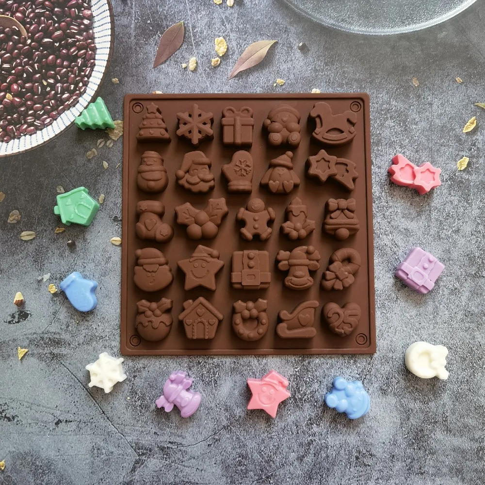 

Variou Shapes Christmas Silicone Chocolate Mould DIY Cookies Cake Baking Xmas Tree Candy Santa Claus Gift Mold Tools 25 Cavity