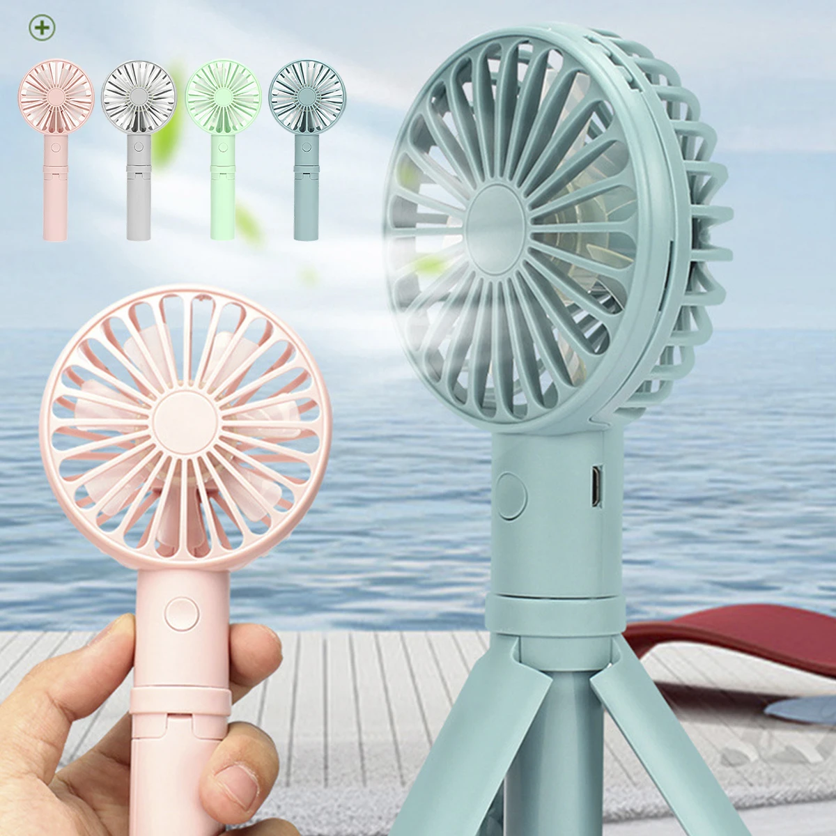 

Mini Hand Fan USB Rechargeable Portable Fan Quiet Small Pocket Fan Electric Personal Fan Foldable Handheld Desk Fan with Bracket