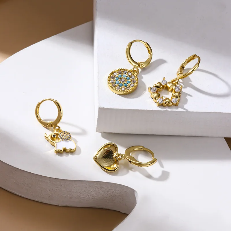 

Серьги для пирсинга Guemcal, 1 пара, модные капающие масляные глаза, искусственные циркониевые наушники, одежда для пирсинга разных ушей