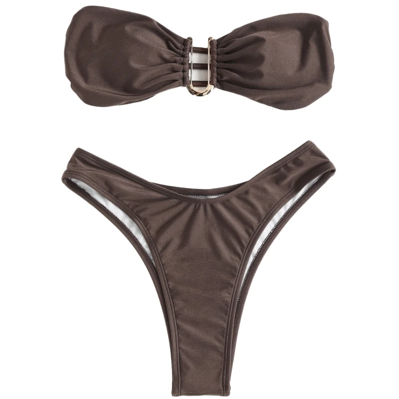 

Женщины сплошной цвет бикини сексуальный тонкий маленький нагрудник собрался обернуть купальный костюм