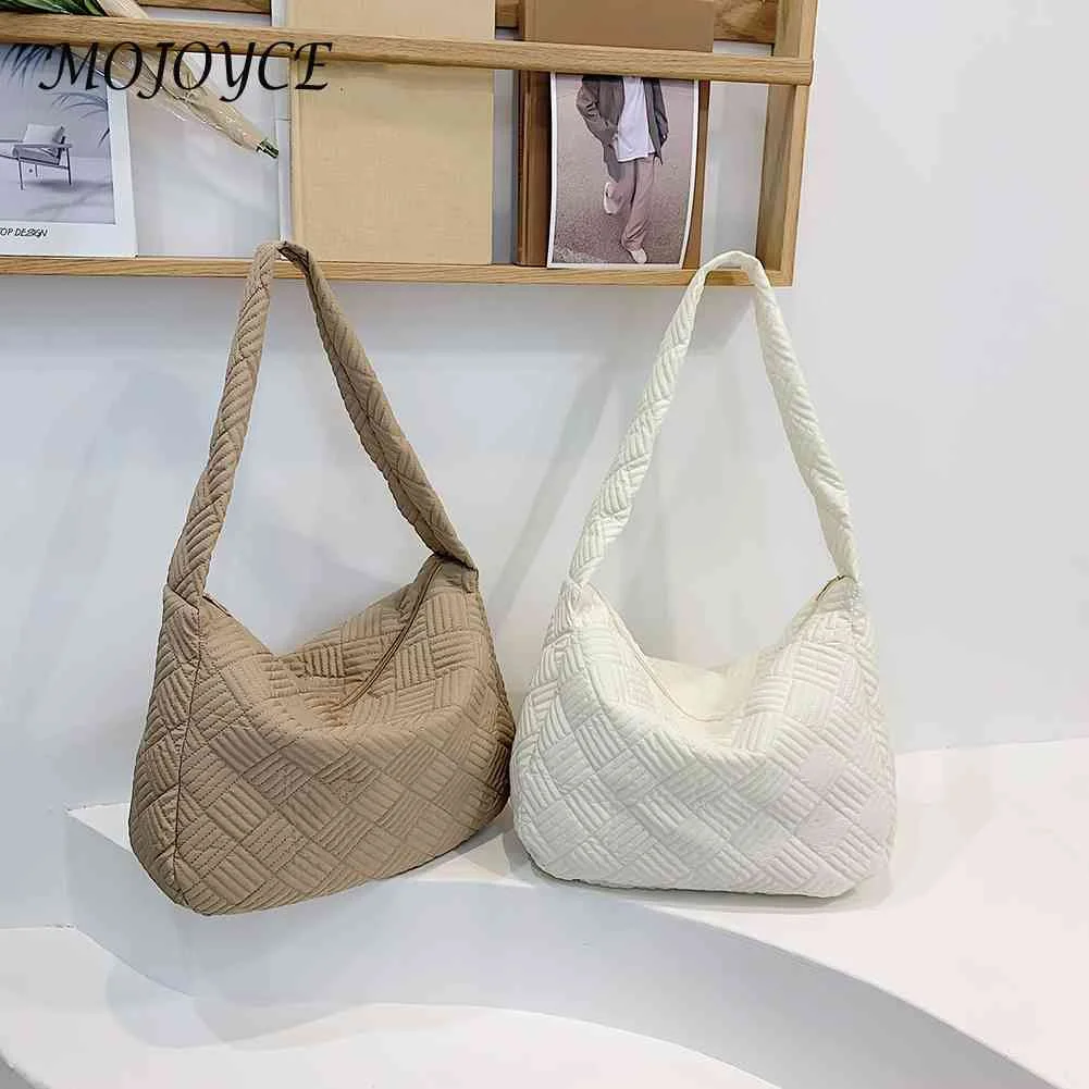 

Fashion Quilted Nylon Large Capacity Girl Shoulder Hand Bucket Bag Basket Female Crossbody Bags Purse for Women