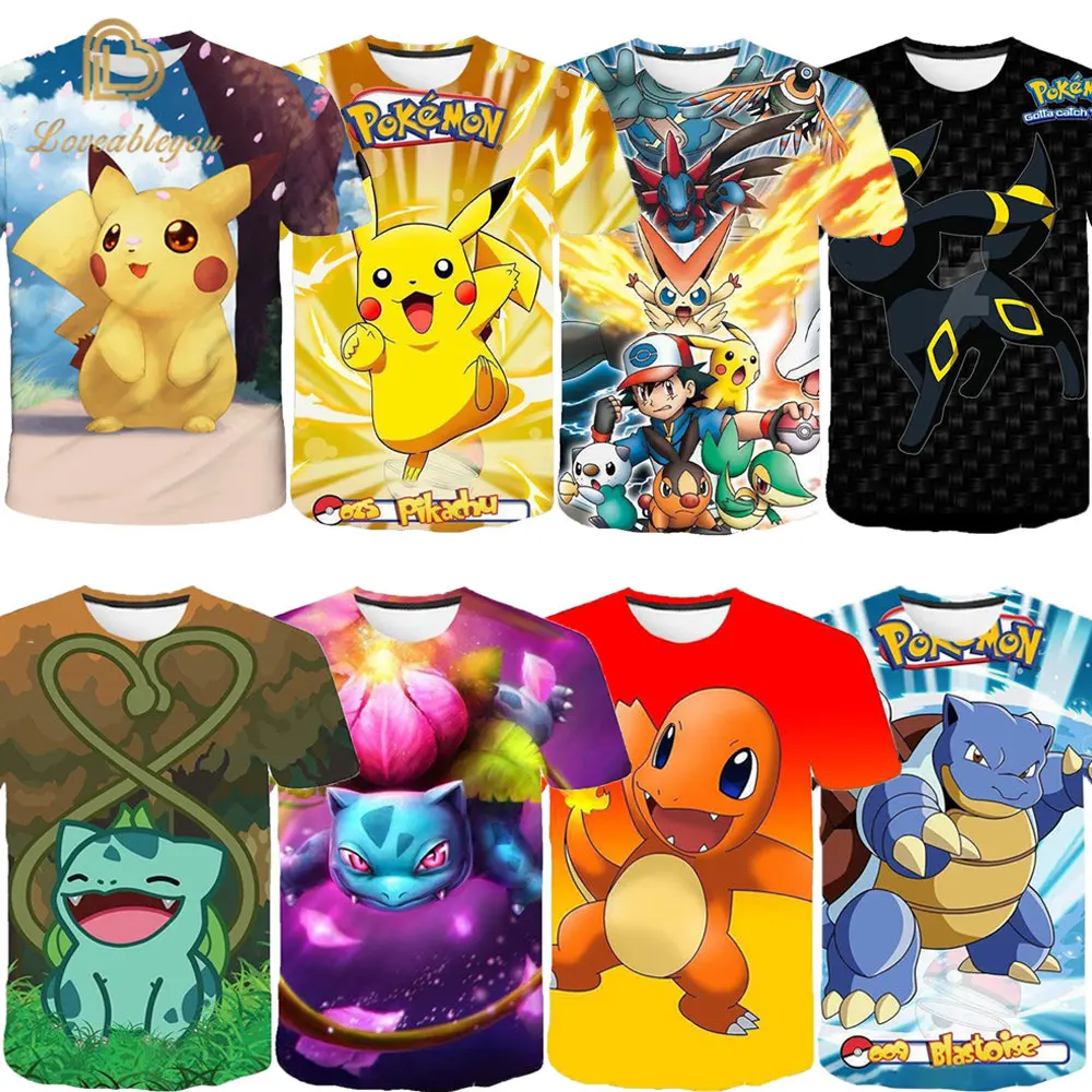 

Women Pikαchu Tshirts 3D Cartoon Anime Game Girls Clothes Kids Harajuku T-shirt Children Summer Short Sleeves Oversized T Shirt