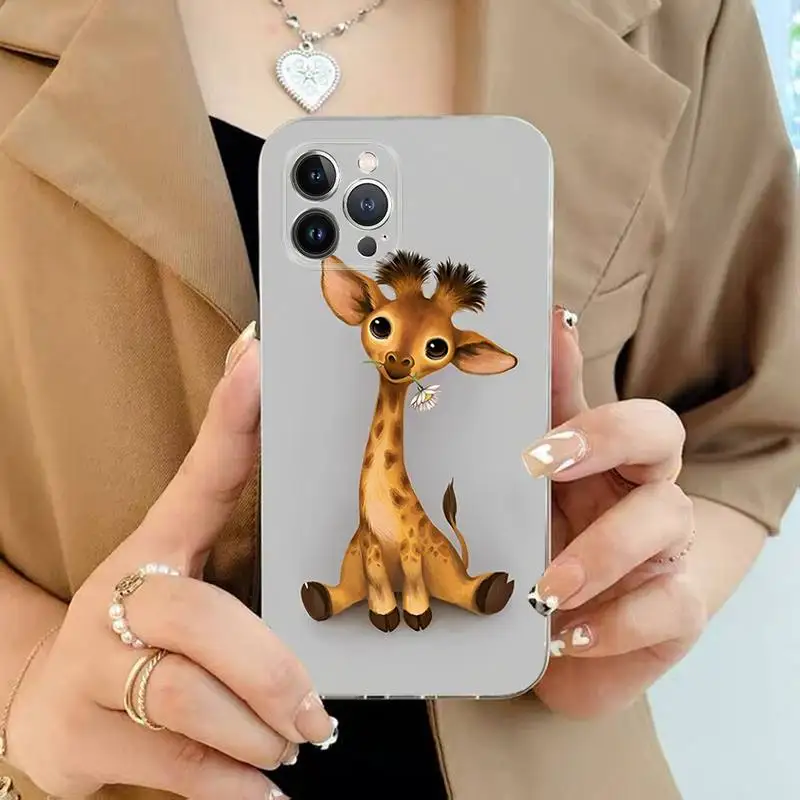 MaiYaCa Cute Cartoon Giraffe Phone Case For iPhone 11 12 13 14 Mini Pro Max XR X XS TPU Clear Case For 8 7 6 Plus SE 2020