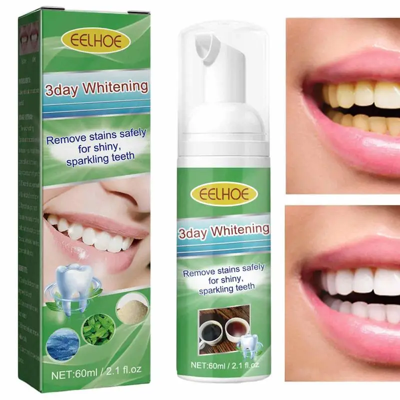

60ml Teeth Whitening Mousse Toothpaste Dental Bleaching Deep Cleaning Remove Stains Fresh Breath Lasting Oral Care Hygiene