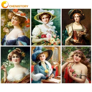 CHENISTORY Classic Painting By Numbers Acrylic Paint Kit Coloring By Numbers Elegant Women For Adults Gift Wall Decor On Canvas