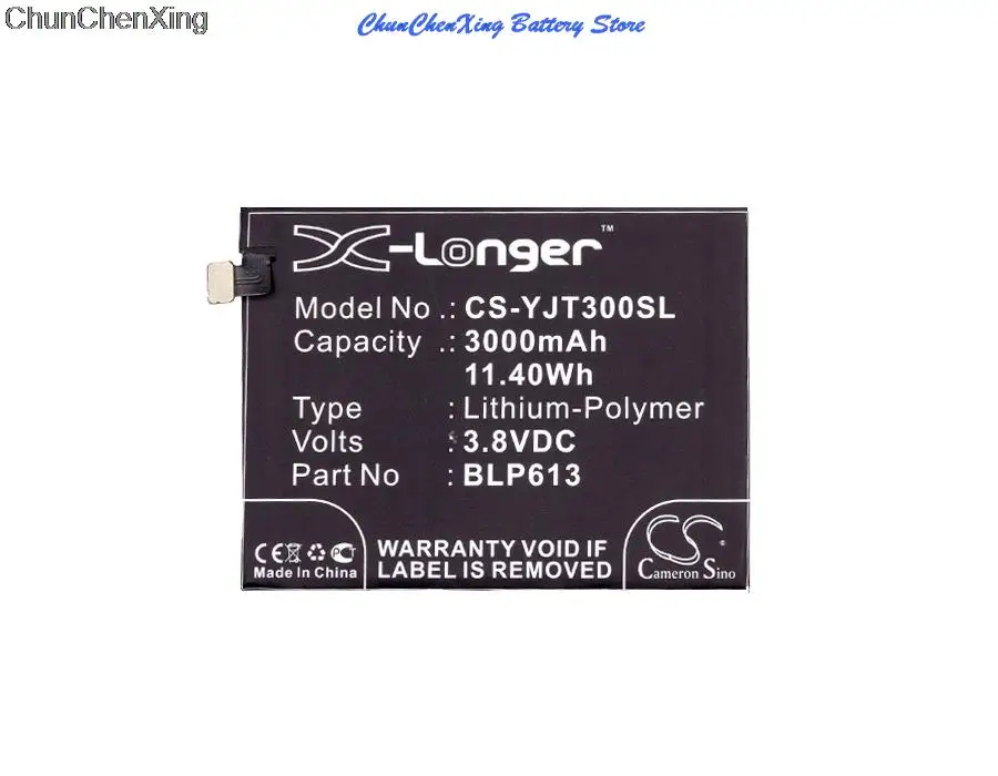 

Cameron Sino 3000 мАч аккумулятор BLP613 для Oneplus 3, 3 Dual SIM, A3000, A3003