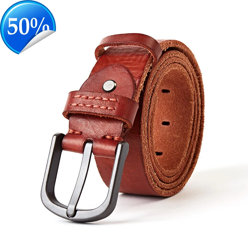 GFOHUO Top Genuine Leather Belts Men Luxury Brand Designer High Quality Military Strap Male Wide Pin Buckle For Jeans