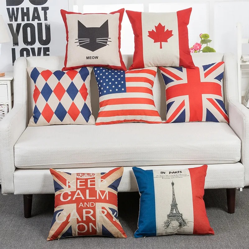 

2022 American Independence Day Pillowcase Modern Red White Flag Throw Pillow Cover Office Chairs Sofa Bedroom Cushion Covers