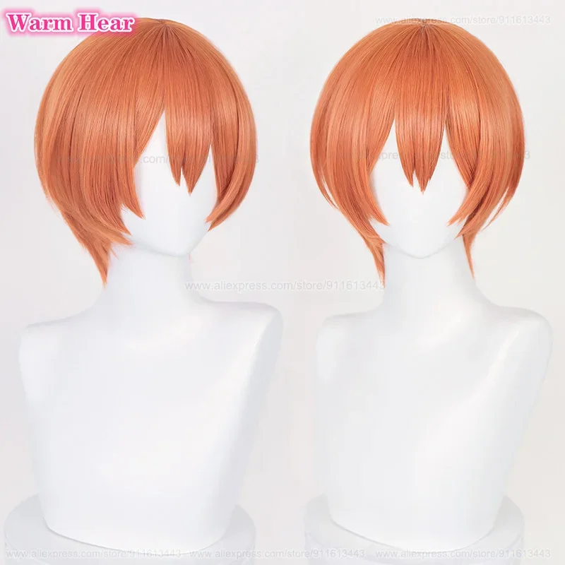 Аниме Рин Хошизора Синтетические волосы Короткие 30 см Унисекс Оранжевый Красный
