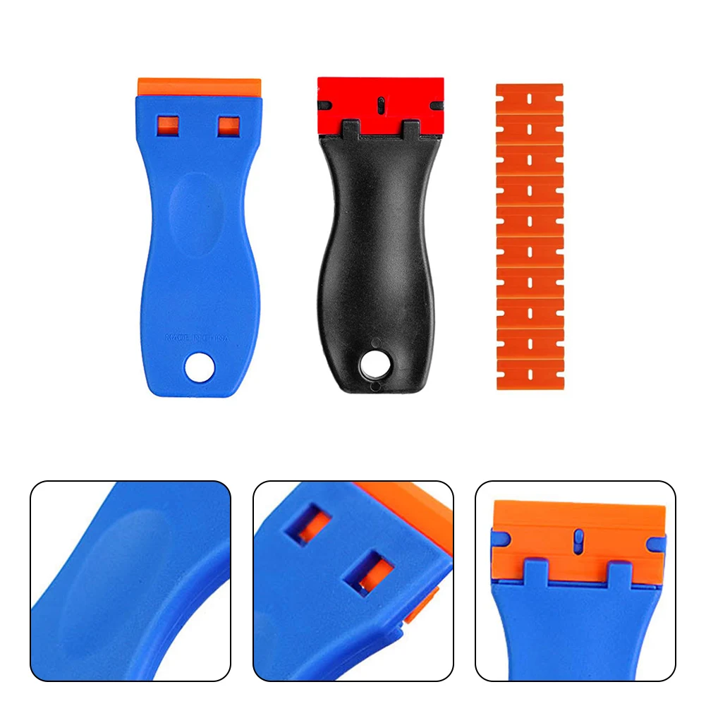 

10pcs/batch 19*39mm Plastic Blades Scraper Tool Set Plastic For Removing Vinyl Decals Logos Glue Stickers Labels Scraper