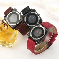 simple fashion square imitation leather pointer waterproof ladies quartz watch multicolor mens and womens watch
