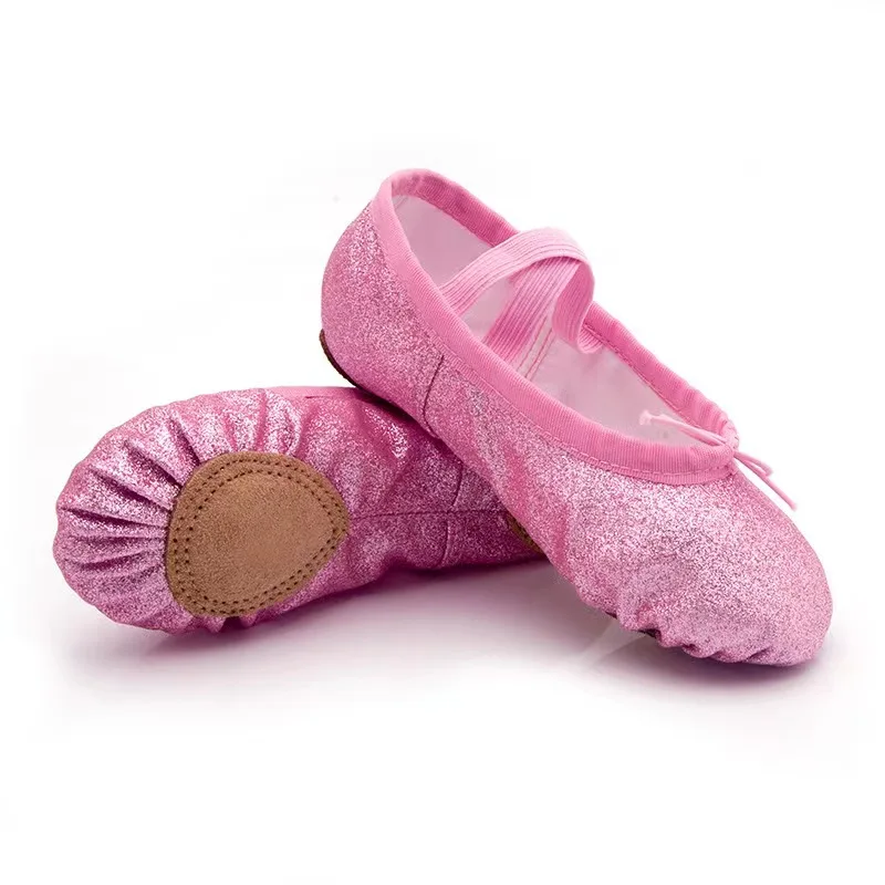 USHINE Glitter Ballet Dance Shoes Yoga Gym Flat Slippers Pink Blue Rose Red Colors Ballet Dance Shoes for Girls Children Women