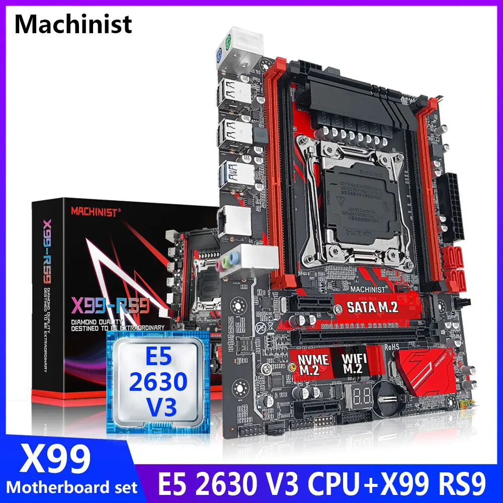 Kiểu Machin X99 Bo Mạch Chủ Combo E5 2630 V3 CPU Bộ LGA2011-3 Hỗ Trợ Khe Cắm DDR4 RAM ECC/Không Bộ Nhớ ECC 4 Kênh NVME M.2 WIFI