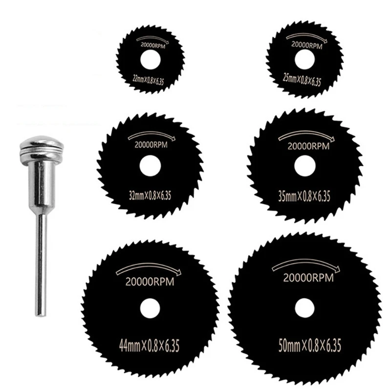 

7pcs/set Black Mini High Speed Steel Saw Web Circular Rotary Cutting Blade Wheel Discs Mandrel Electric Grinding Accessories