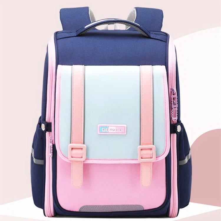 Grade 1-6 British Style Children PU Fashion Backpacks for Student 2022 New Primary Girl Boy Large Capacity Reflective Schoolbags