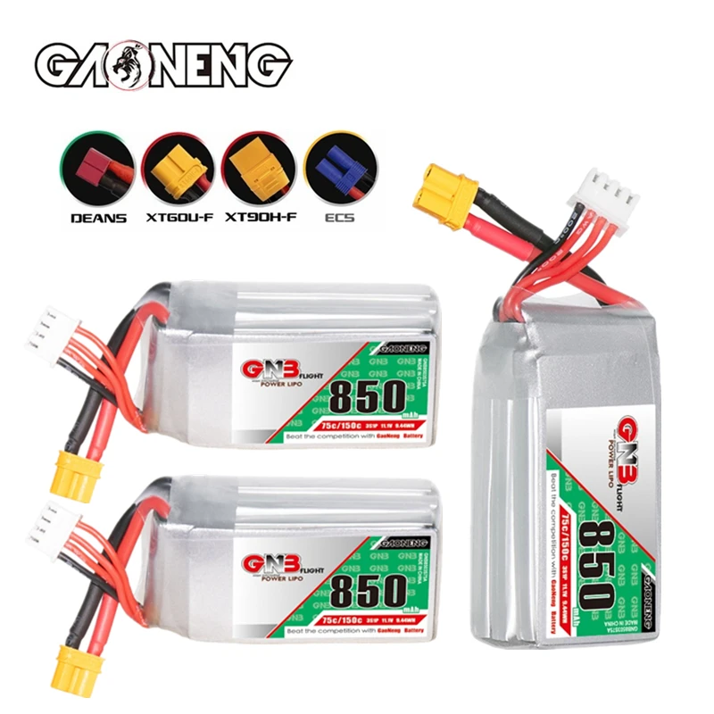 

GNB 3S 11.1V 850mAh 75C LiPo Battery For Helicopter FPV Quadcopter RC Toys Spare 11.1V Battery With XT30/XT60 Plug