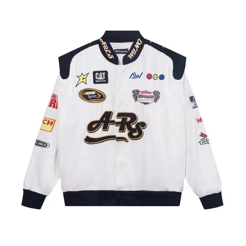 

American Retro Letter Embroidery Jackets Coats Men Women 2022 New Street Trend Motorcycle Baseball Outfits Couple Varsity Jacket