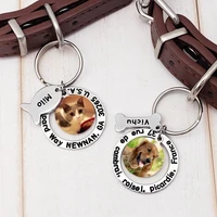 custom dog tag personalized engraved name tag pet id tag with photo cat tag bone tag cat puppy dog collar tag pet accessory