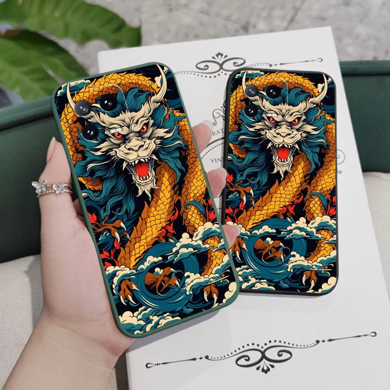 Чехол для телефона Spirit Dragon жидкий силиконовый чехол Xiaomi Mi 14 13 13T 12 12X 12T 12S 11 11T Ultra 10