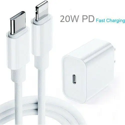 

Apple iPhone 12/12 Pro Max быстрое зарядное устройство 20 Вт и 1 м USB C с разъемом Lightning, набор импортных зарядных кабелей