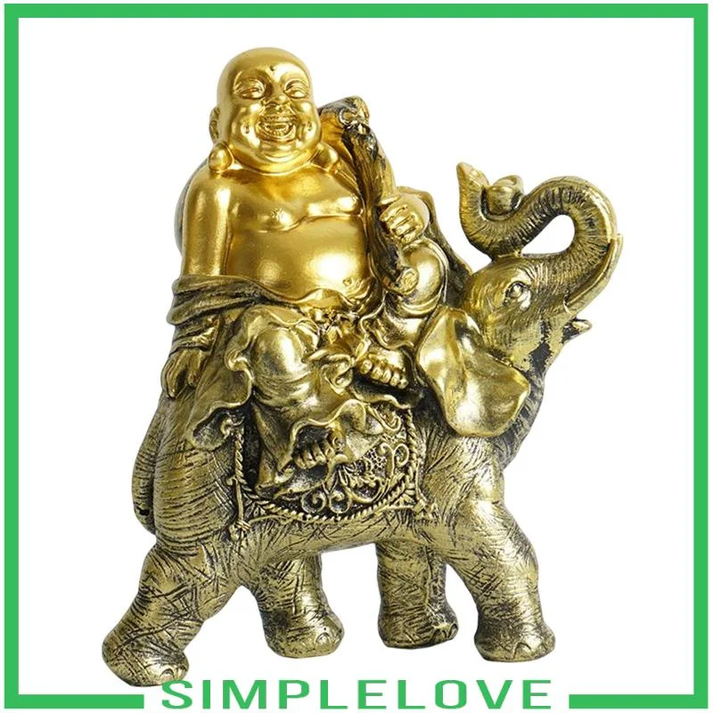 

Laughing Buddha Riding An Elephant Statue Resin Crafts for Living Room Hotel