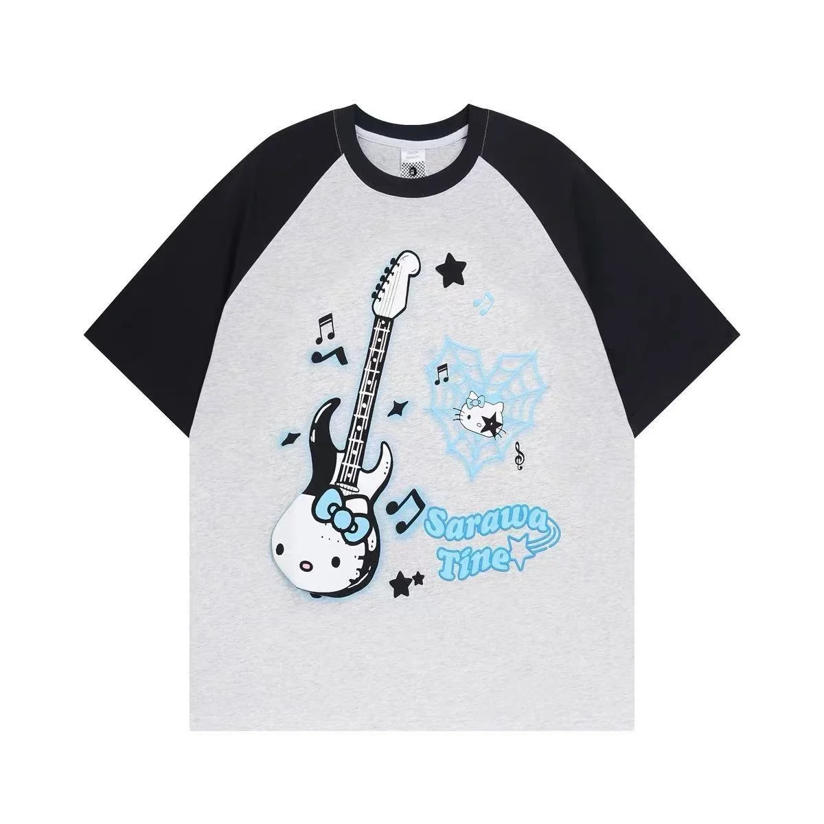 Sanrio 100% чистый хлопок американская ретро необычная футболка с короткими рукавами