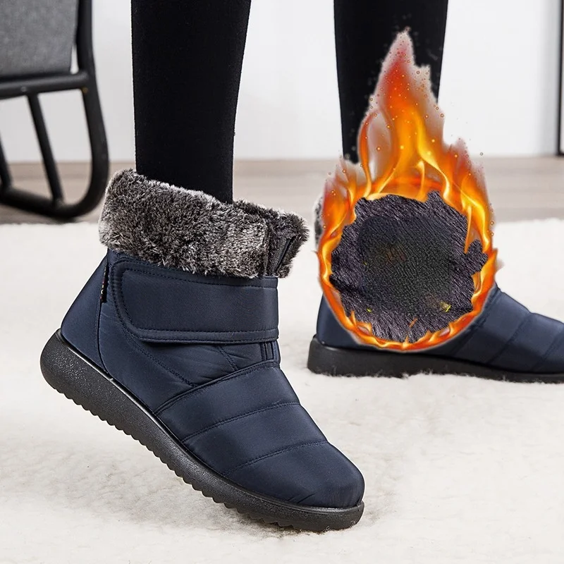 2022 New Snow Boots Women Winter Fashion Flock Short Boots Women Plus Velvet Warm Cotton Shoes for Woman Plus Size Boots Ladies