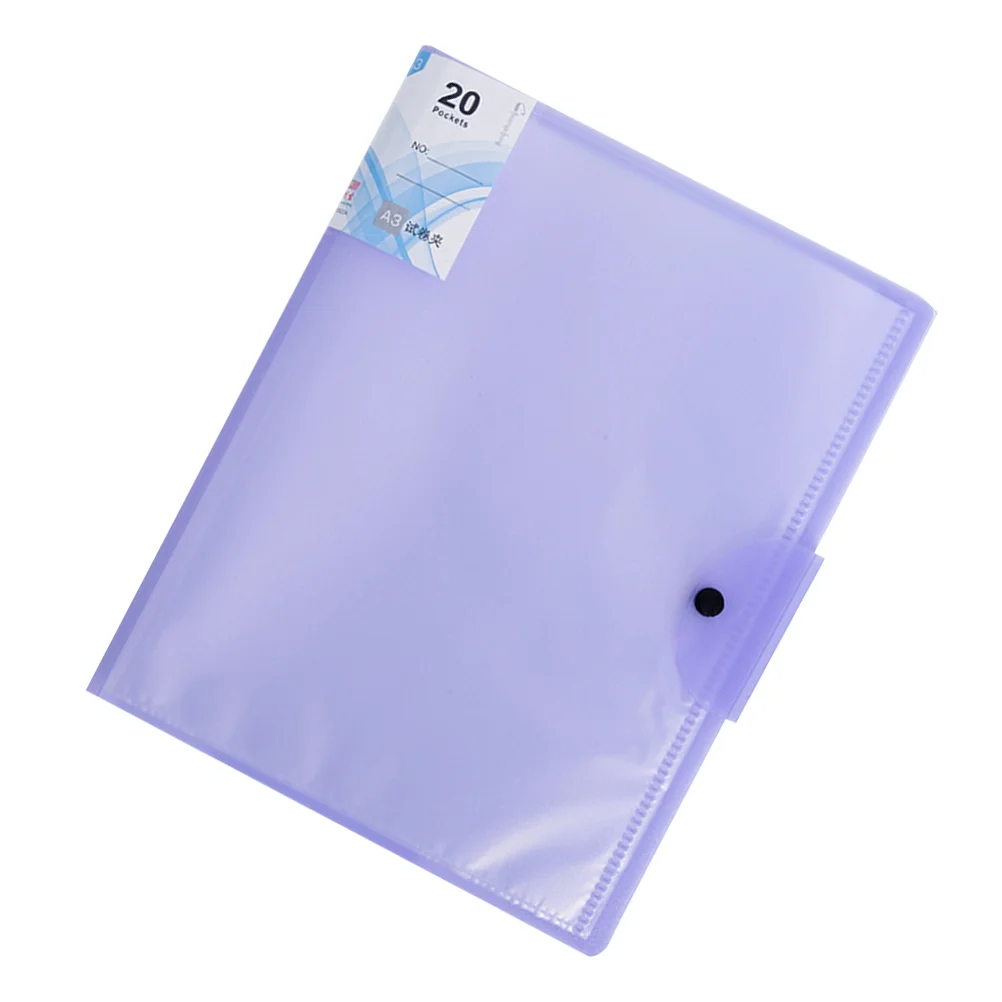 

20 Pages Examination Paper Holder File Folder Binder Cover Files Organizer Purple Folders