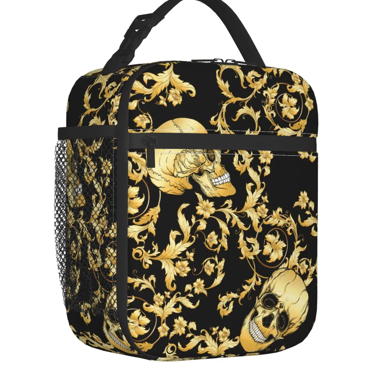 

Baroque Frolar With SKull Thermal Insulated Lunch Bag European Victorian Art Portable Lunch Container Multifunction Food Box