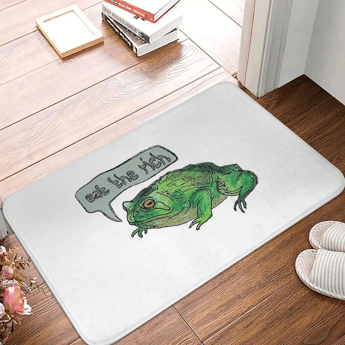 

Eat The Rich Toad Bath Non-Slip Carpet Frog Froggie Funny Interesting Living Room Mat Welcome Doormat Home Decoration Rug