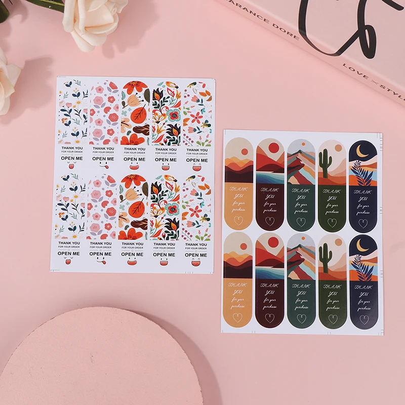 

100Pcs Thank You For Your Purchase Stickers Gift Box Package Sealing Labels Stationery Sticker Cute Rectangle Sticker