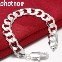 925 sterling silver 12mm side chain bracelet for women men party engagement wedding gift fashion charm jewelry