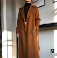 2022 hot sale spring camel overcoat water ripple coat for women cashmere woolen coat fashion windbreaker