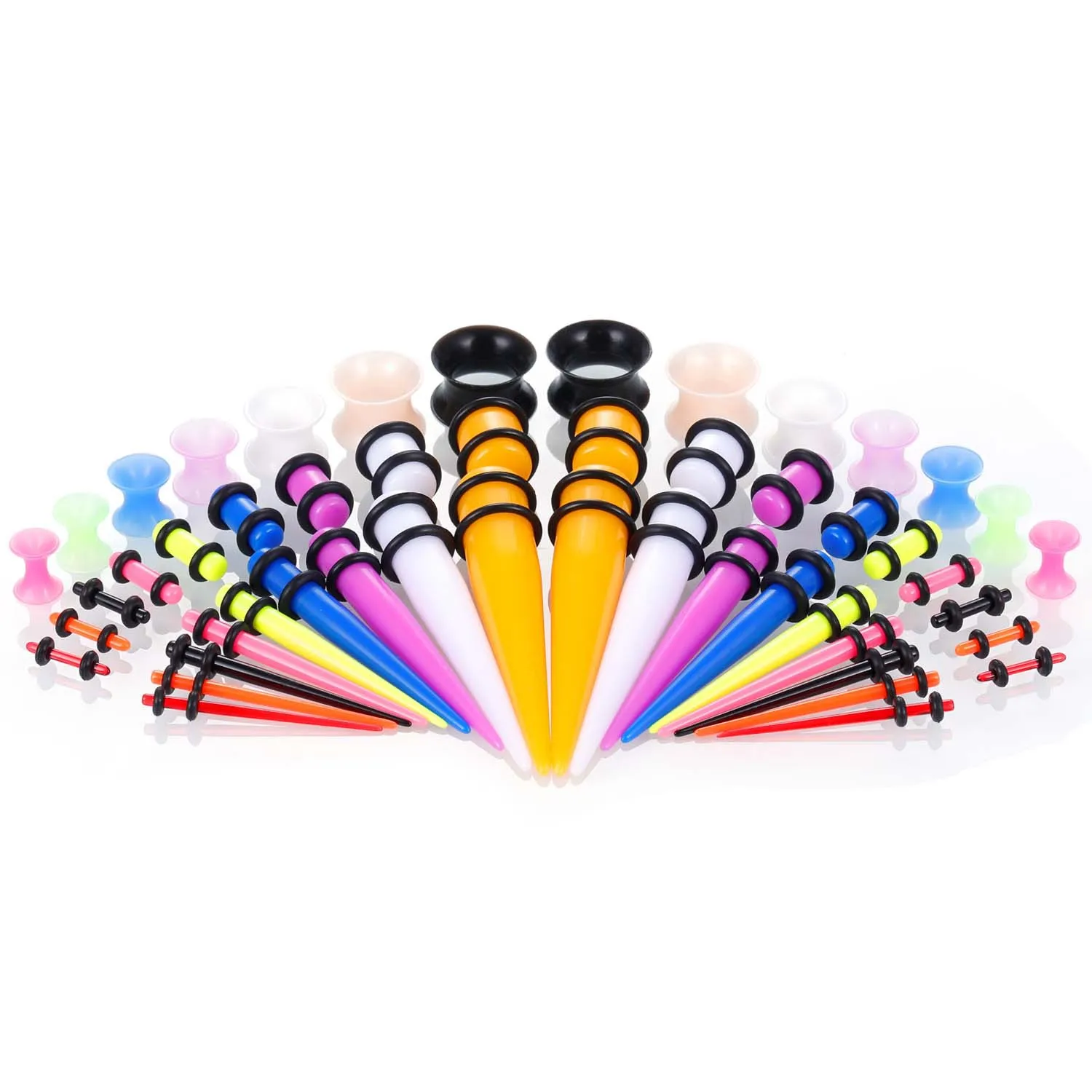Набор для растяжки ушей 50 шт. Акриловые конические затычки разноцветные туннели