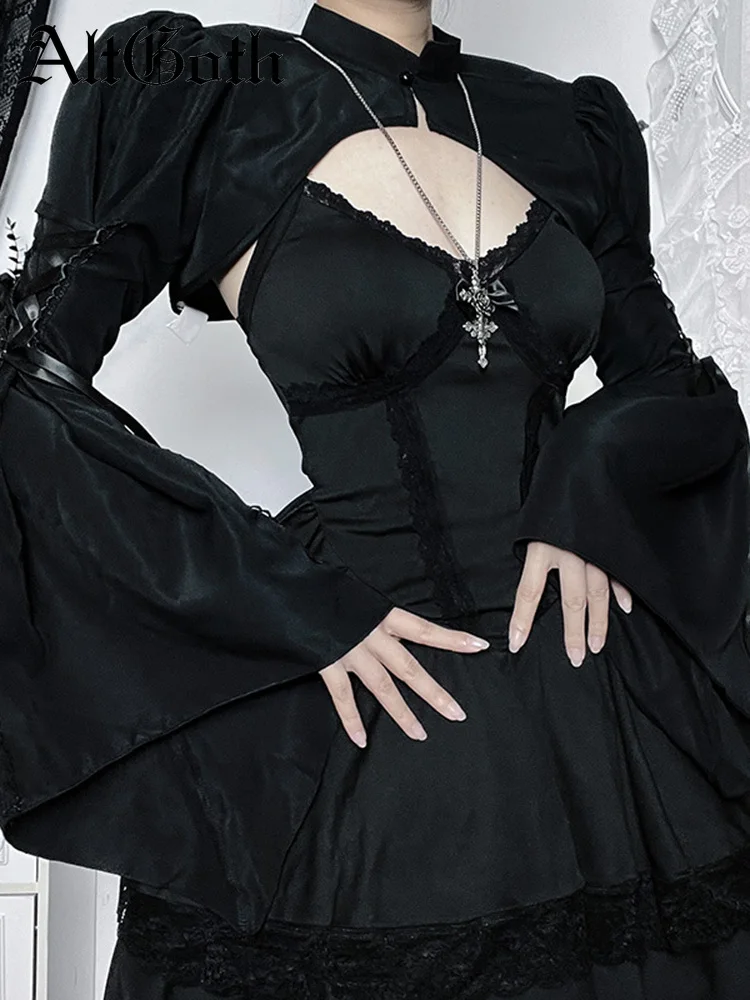 Женский винтажный Готический Топ AltGoth, элегантный укороченный топ со ...