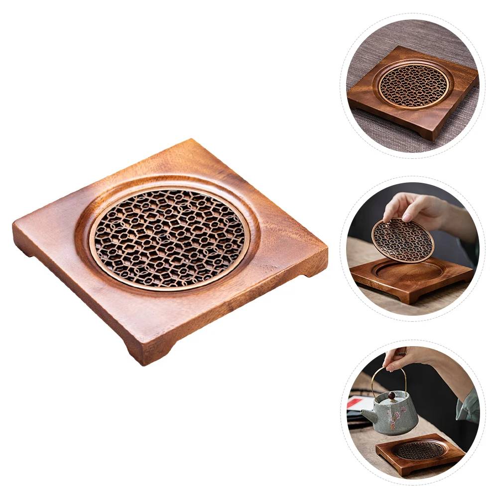 

Hot Trivet Mat Tea Pot Coasters Holder Wood Drink Pads Cup Wooden Kettle Coaster Teapot Tray Trivets Heat Storage Square Dishes