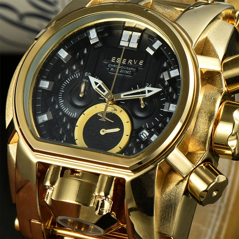 Undefeated Reserve Bolt Zeus Mens Watch 52mm Chronograph Stainless Steel Unique Fashion Wristwatch Reloj De Hombre Dropshipping