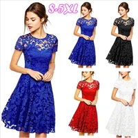 lohill women dresses 2022 summer fashion hollow out lace dress sundress red blue sexy party princesss slim mini dress robe