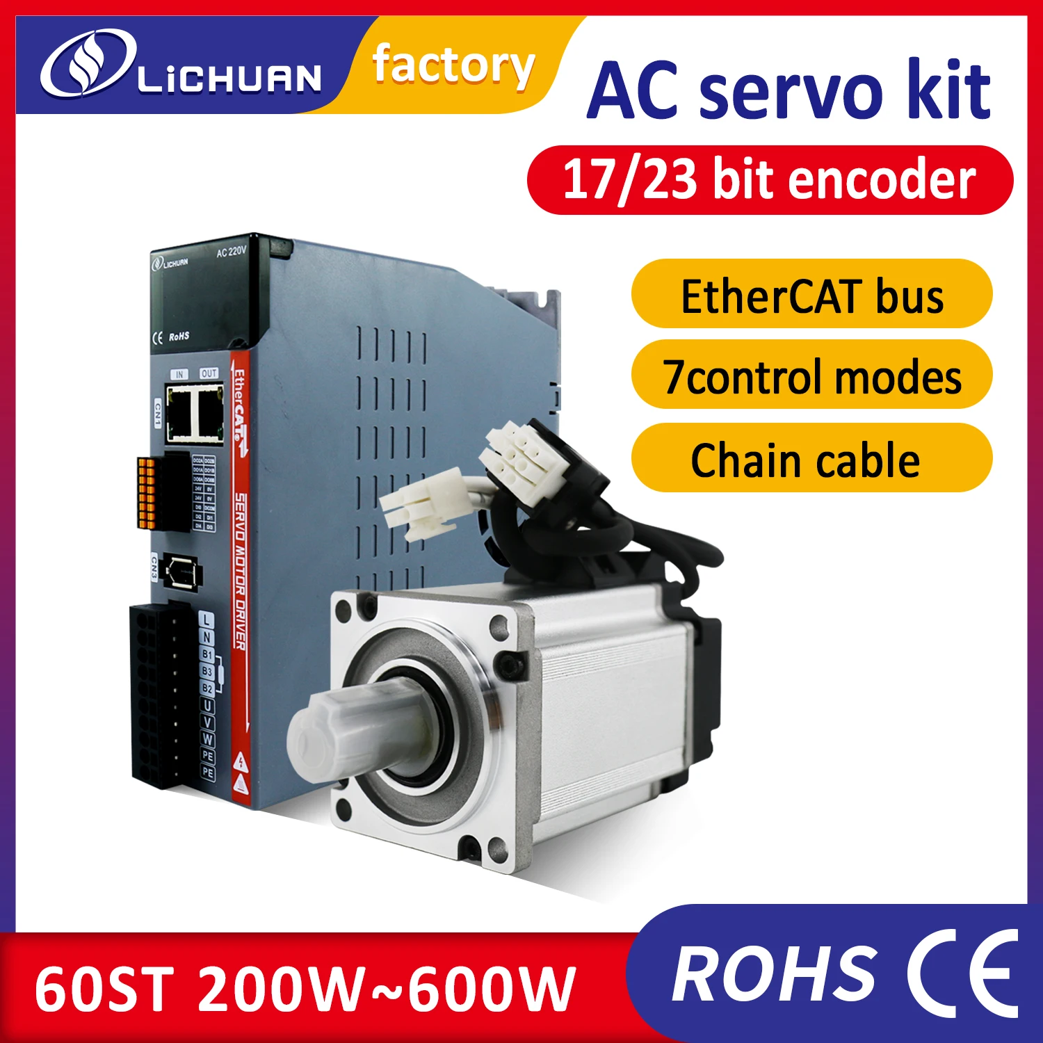 

Серводвигатель Lichuan EtherCAT 200 Вт / 400 Вт / 600 Вт LC10E