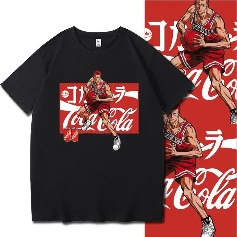 

Футболка для баскетбола Coca-Cola, Мужская хлопковая футболка с коротким рукавом сакураги ханамичи, лето