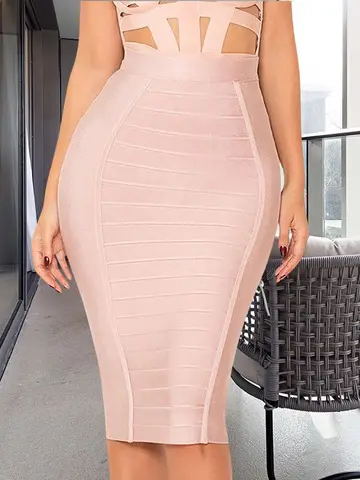 HQBORY Quality Nude Bandage Skirt White Office Lady Sexy 2023 For Women High Waist Tight Bodycon Skirt Party Red Pencil Skirt XL