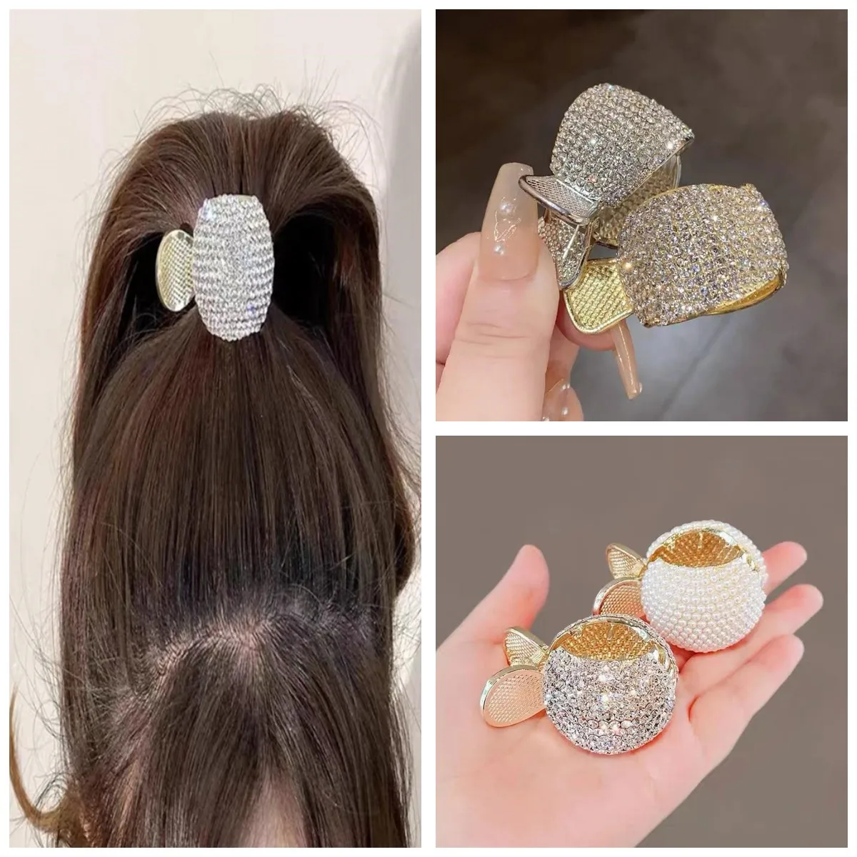 

1 шт. Корейский Металлический инкрустированный Алмазный Зажим Тип жемчуга высокий конский хвост фиксированный артефакт заколка для волос Акула аксессуары для волос