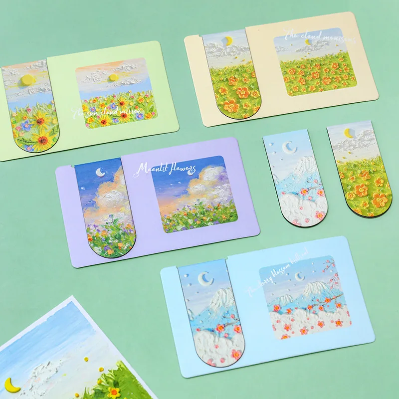 

Oil Painting Series Magnetic Bookmarks Prize Small Gift Book Page Clip Creative Student Stationery Magnet Bookmark Clip